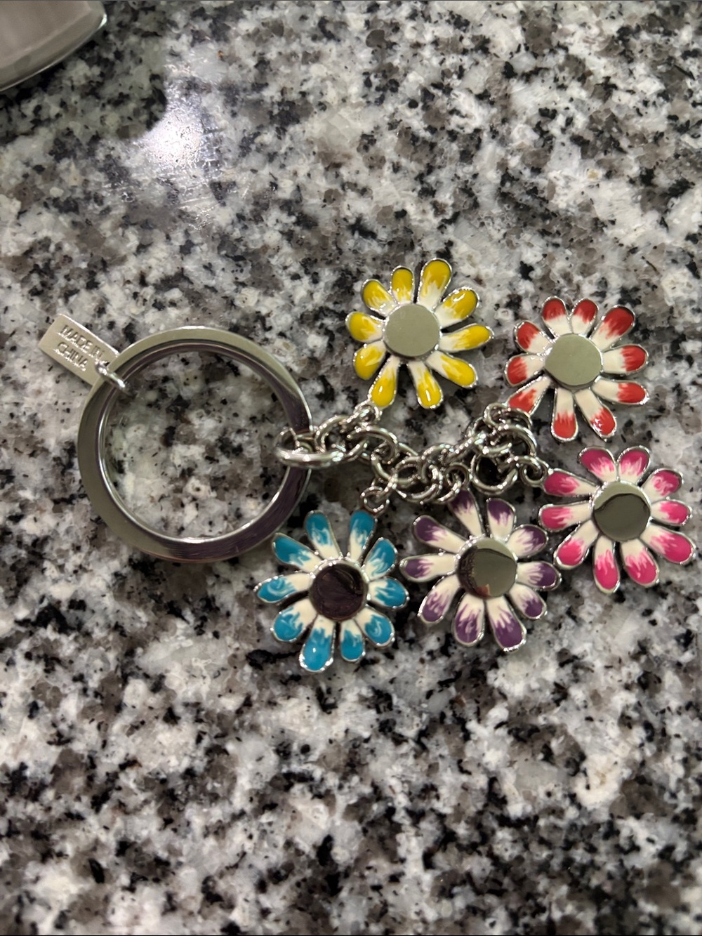 Coach Enamel Daisy Charm Keyring in Yellow, Blue, Purple, Red, Pink - Picture 6 of 7